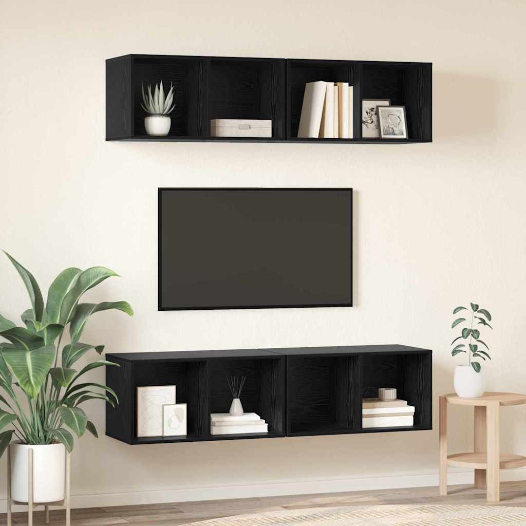 Mobile TV da Parete 4 pcs Rovere nero 37 x 37 x 72 cm