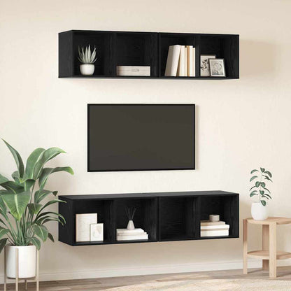 Mobile TV da Parete 4 pcs Rovere nero 37 x 37 x 72 cm