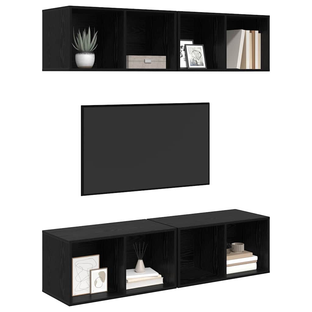 Mobile TV da Parete 4 pcs Rovere nero 37 x 37 x 72 cm