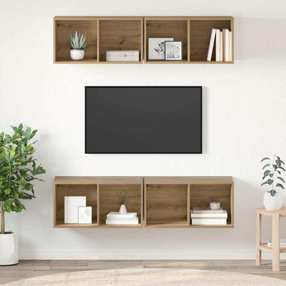 Mobile TV da Parete 4 pcs rovere artigianale 37 x 37 x 72 cm