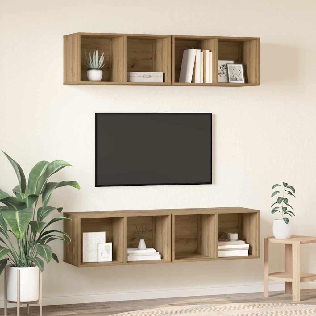 Mobile TV da Parete 4 pcs rovere artigianale 37 x 37 x 72 cm