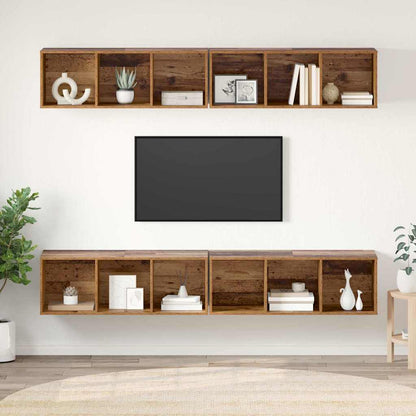 Mobile TV da Parete 4 pcs Legno vecchio 37 x 37 x 107.5 cm