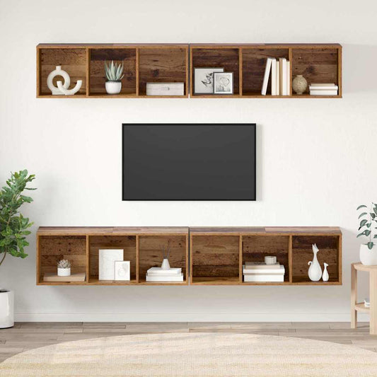 Mobile TV da Parete 4 pcs Legno vecchio 37 x 37 x 107.5 cm