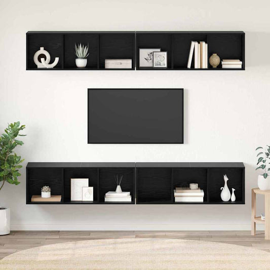 Mobile TV da Parete 4 pcs Rovere nero 37 x 37 x 107.5 cm