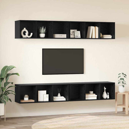 Mobile TV da Parete 4 pcs Rovere nero 37 x 37 x 107.5 cm