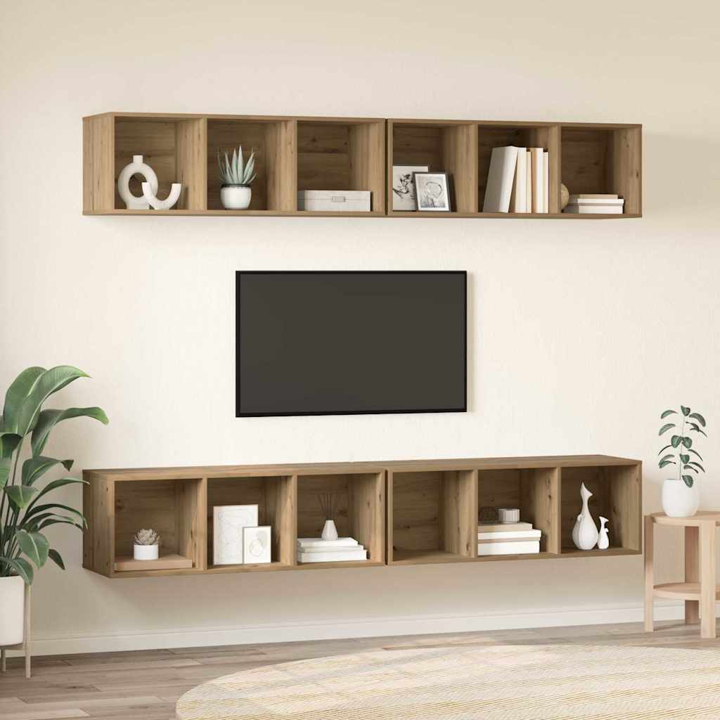 Mobile TV da Parete 4 pcs rovere artigianale 37 x 37 x 107.5 cm
