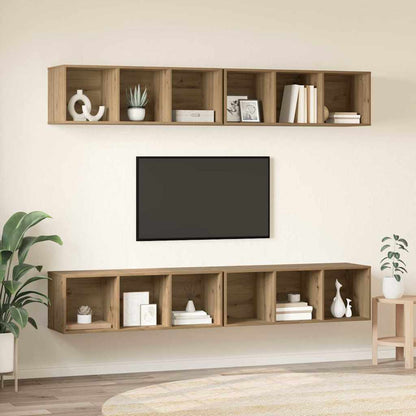 Mobile TV da Parete 4 pcs rovere artigianale 37 x 37 x 107.5 cm