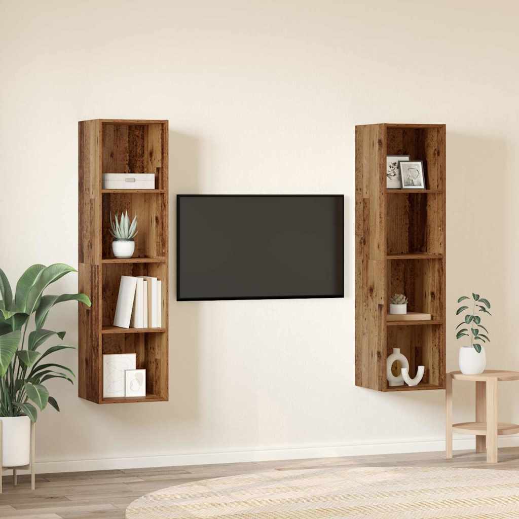 Mobile TV 2 pcs Marrone 37 x 37 x 142.5 cm Legno multistrato