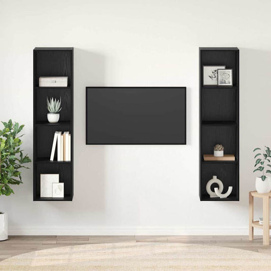 Mobile TV 2 pcs Nero 37 x 37 x 142.5 cm Legno multistrato
