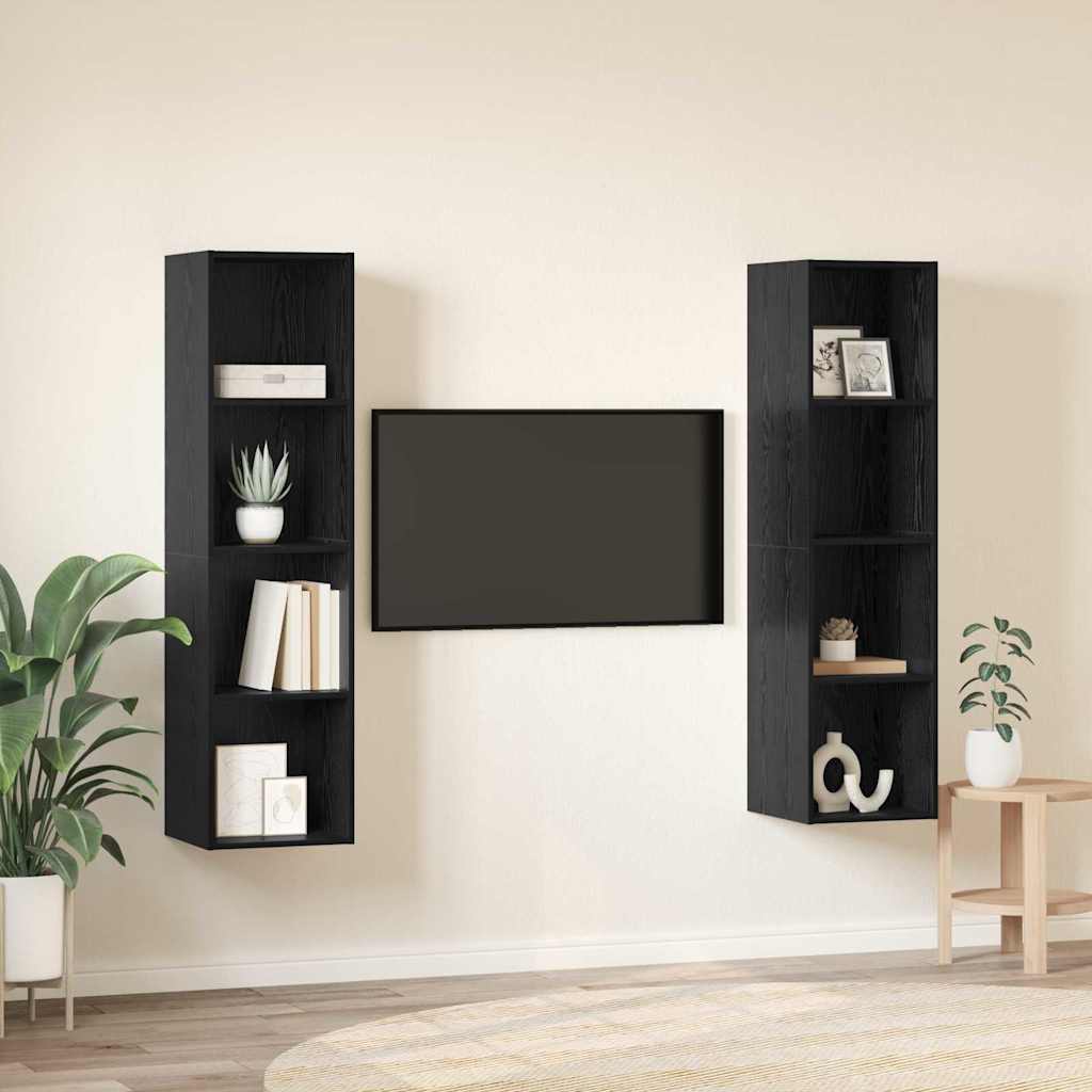 Mobile TV 2 pcs Nero 37 x 37 x 142.5 cm Legno multistrato
