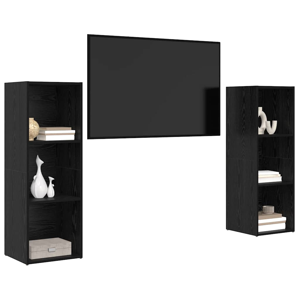 Set mobile TV 2 pcs Rovere nero 107 x 35 x 37 cm