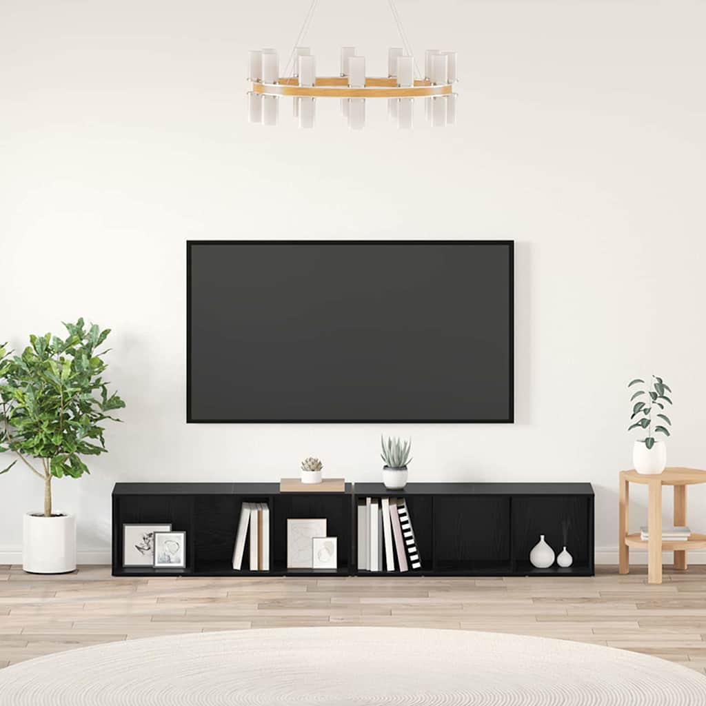 Set mobile TV Rovere Nero Legno multistrato