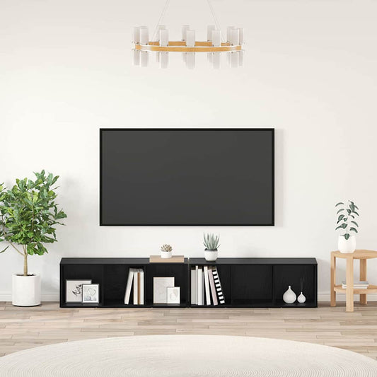 Set mobile TV Rovere Nero Legno multistrato