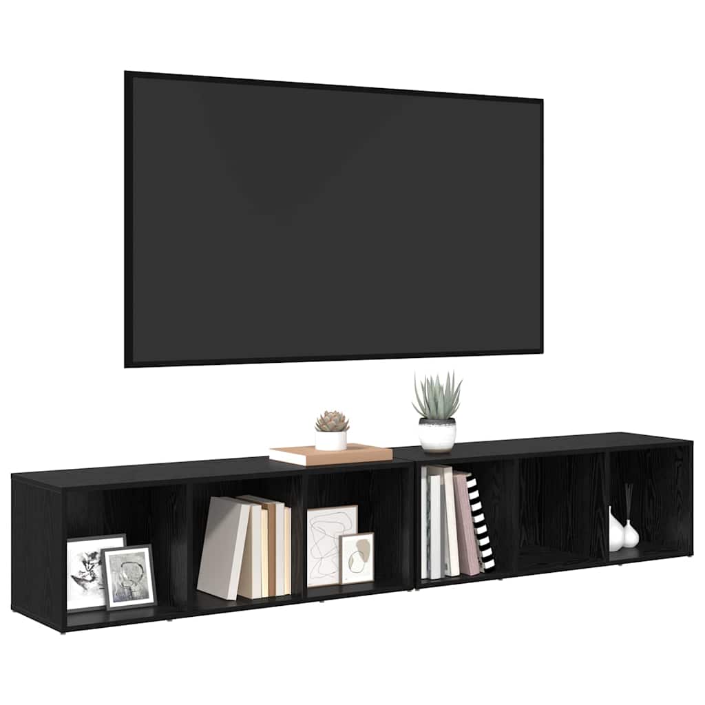 Set mobile TV Rovere Nero Legno multistrato