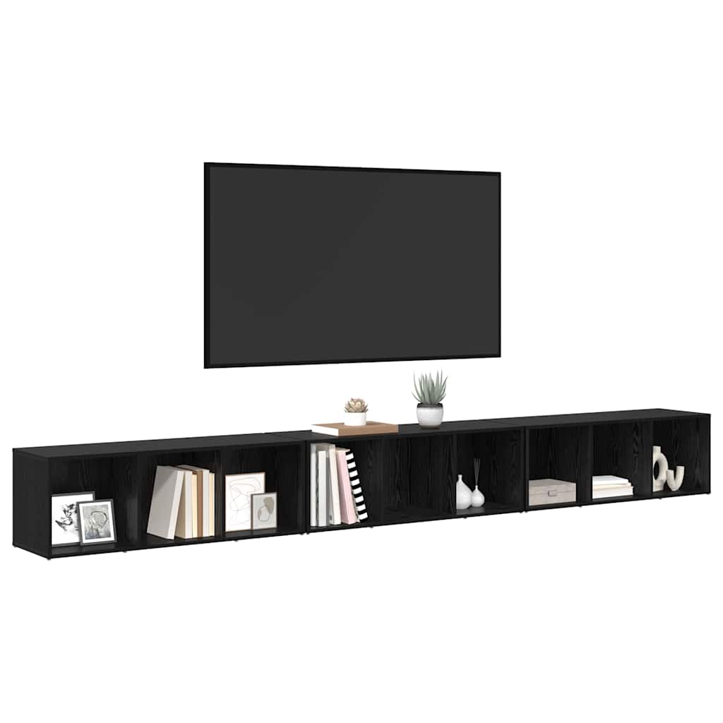 Mobile TV 3 pcs Rovere Nero 37 x 35 x 107,5 cm