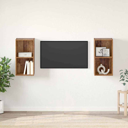 Mobile TV da Parete 2 pcs Legno Antico 37 x 37 x 72 cm