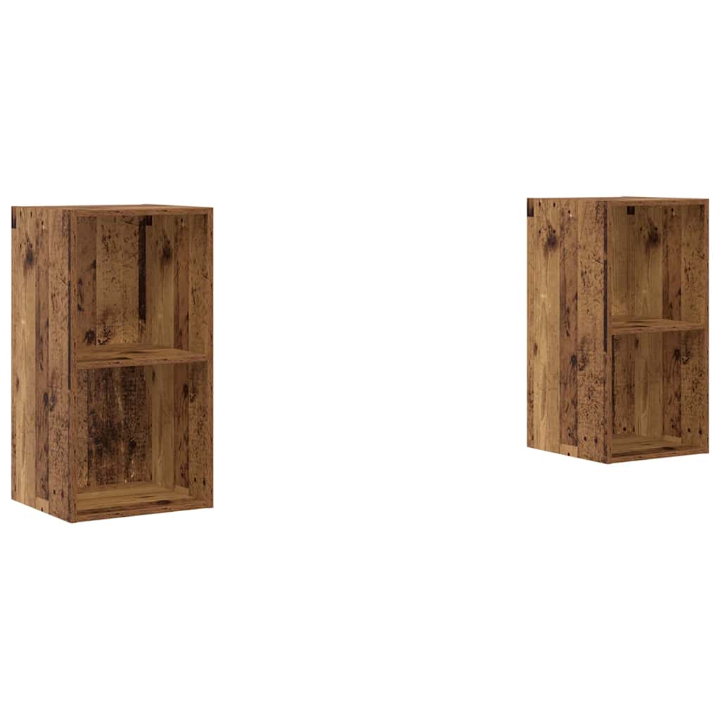 Mobile TV da Parete 2 pcs Legno Antico 37 x 37 x 72 cm