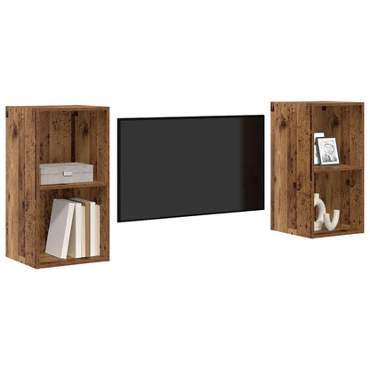 Mobile TV da Parete 2 pcs Legno Antico 37 x 37 x 72 cm