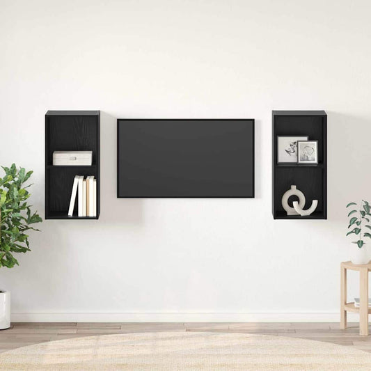 Mobile TV da Parete 2 pcs Rovere Nero 37 x 37 x 72 cm