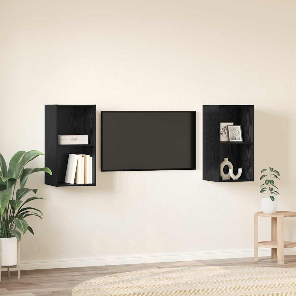 Mobile TV da Parete 2 pcs Rovere Nero 37 x 37 x 72 cm