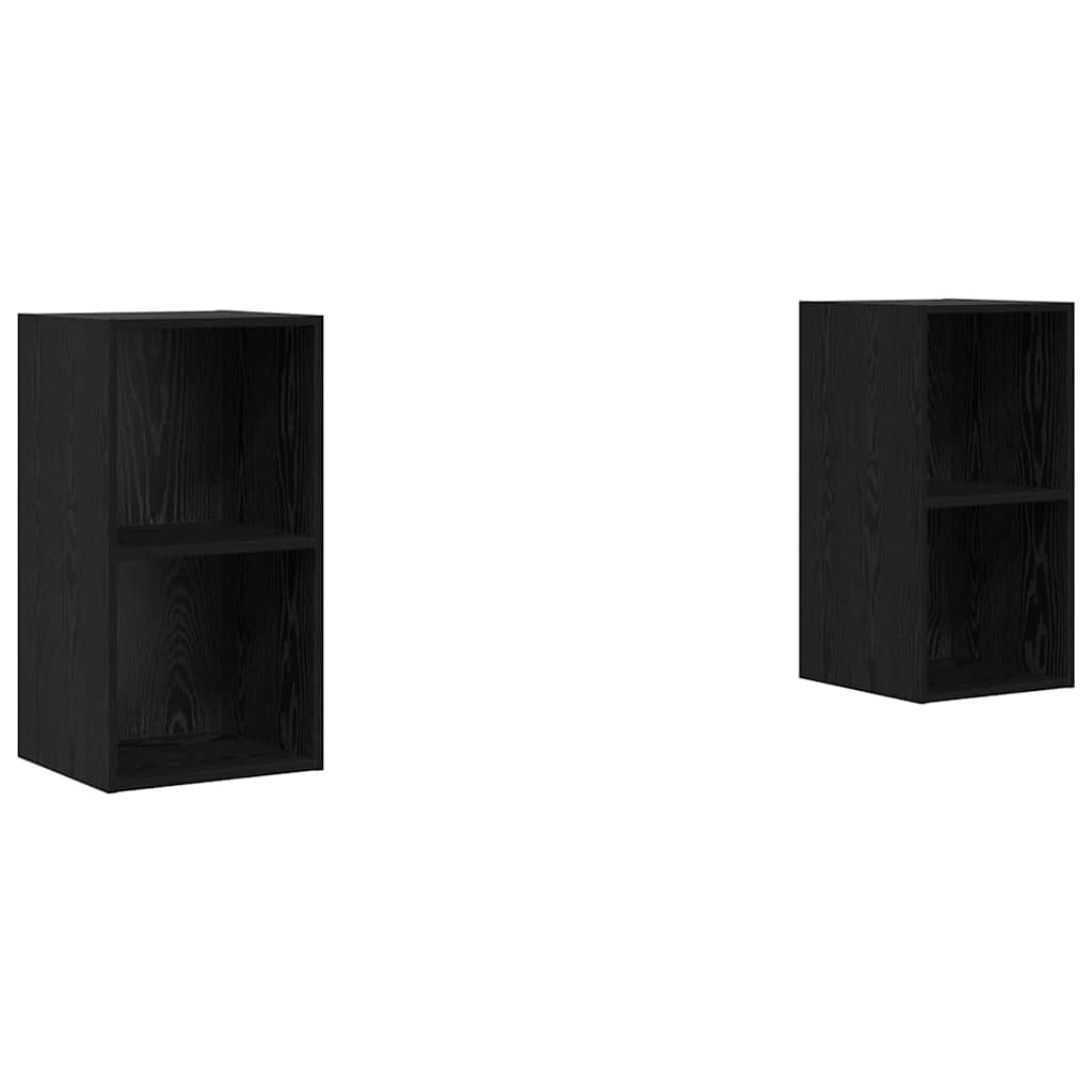 Mobile TV da Parete 2 pcs Rovere Nero 37 x 37 x 72 cm