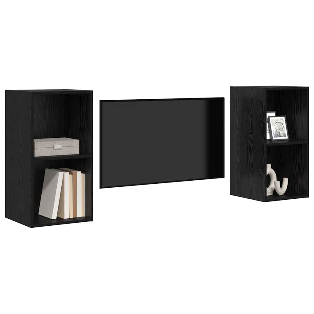 Mobile TV da Parete 2 pcs Rovere Nero 37 x 37 x 72 cm