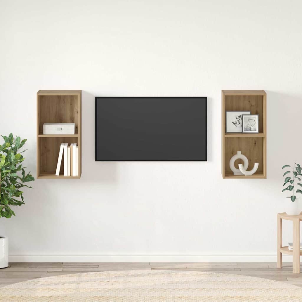 Mobile TV da Parete 2 pcs Quercia Artigianale 37 x 37 x 72 cm