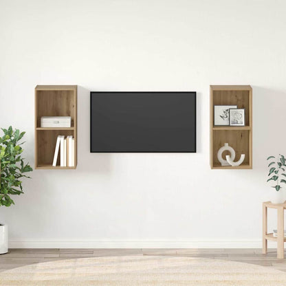 Mobile TV da Parete 2 pcs Quercia Artigianale 37 x 37 x 72 cm
