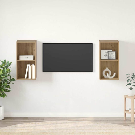 Mobile TV da Parete 2 pcs Quercia Artigianale 37 x 37 x 72 cm