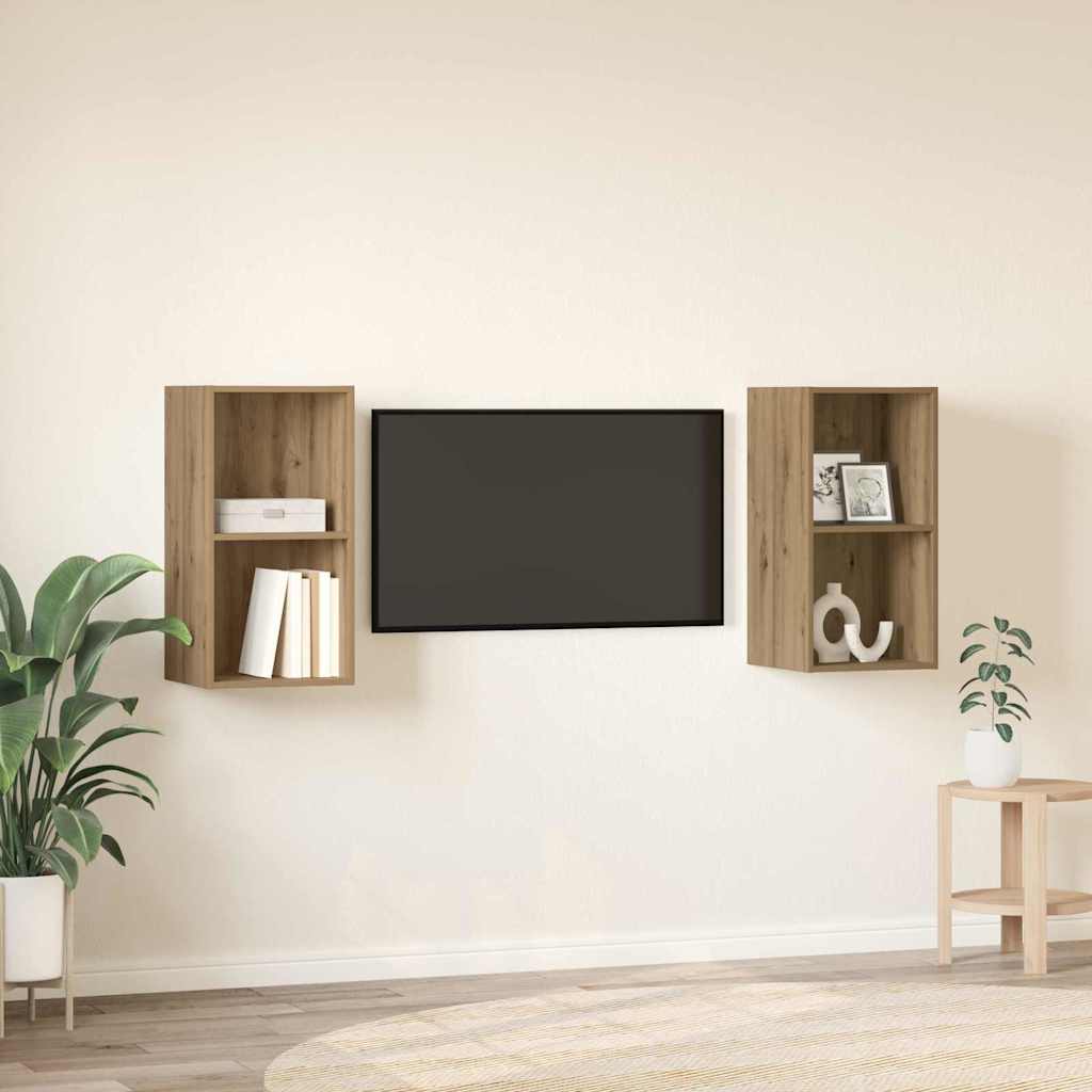 Mobile TV da Parete 2 pcs Quercia Artigianale 37 x 37 x 72 cm