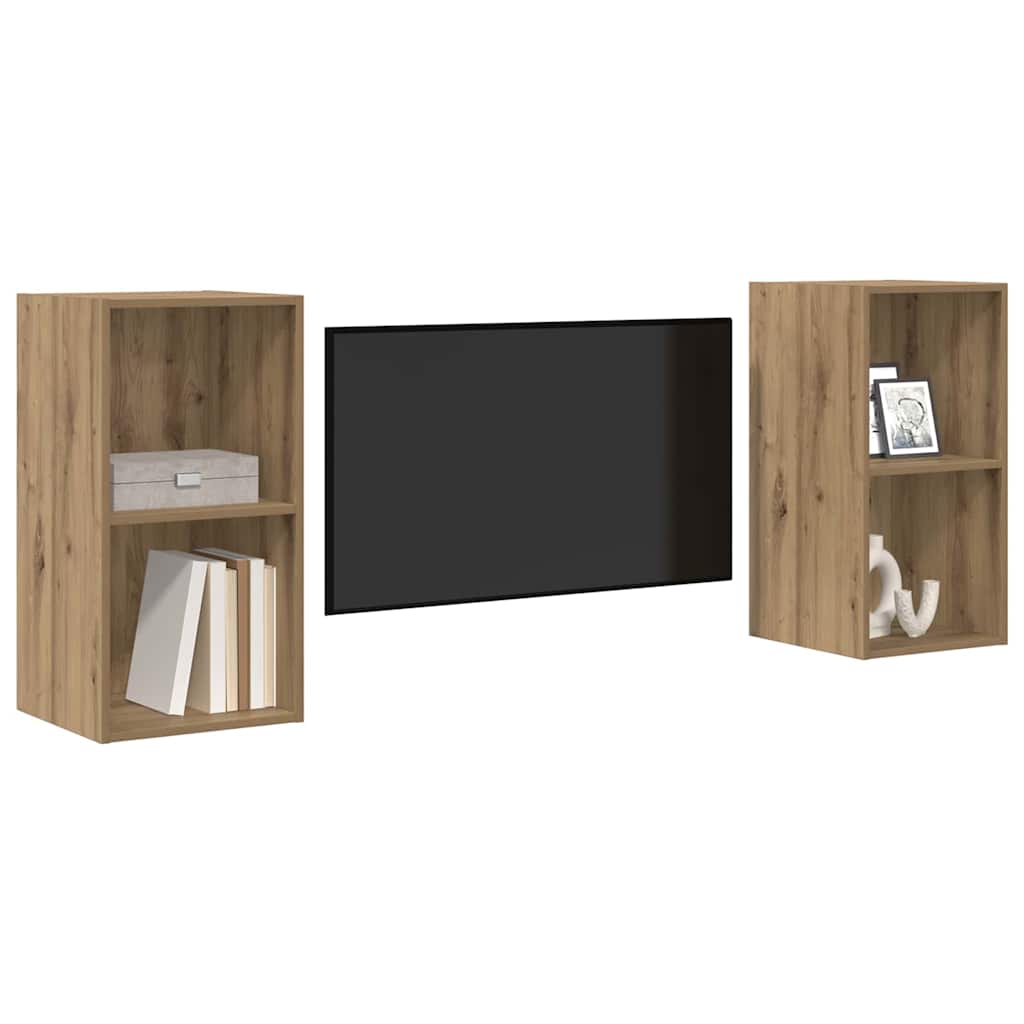 Mobile TV da Parete 2 pcs Quercia Artigianale 37 x 37 x 72 cm