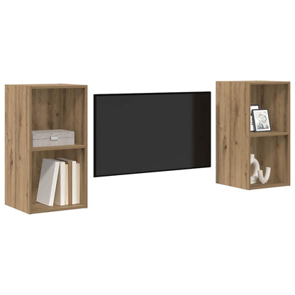 Mobile TV da Parete 2 pcs Quercia Artigianale 37 x 37 x 72 cm