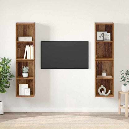 Mobile TV da Parete 4 pcs Legno Antico 37 x 37 x 72 cm