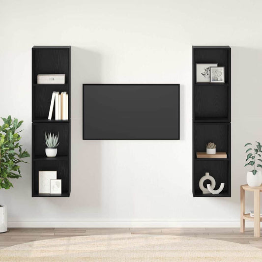 Mobile TV da Parete 4 pcs Rovere Nero 37 x 37 x 72 cm