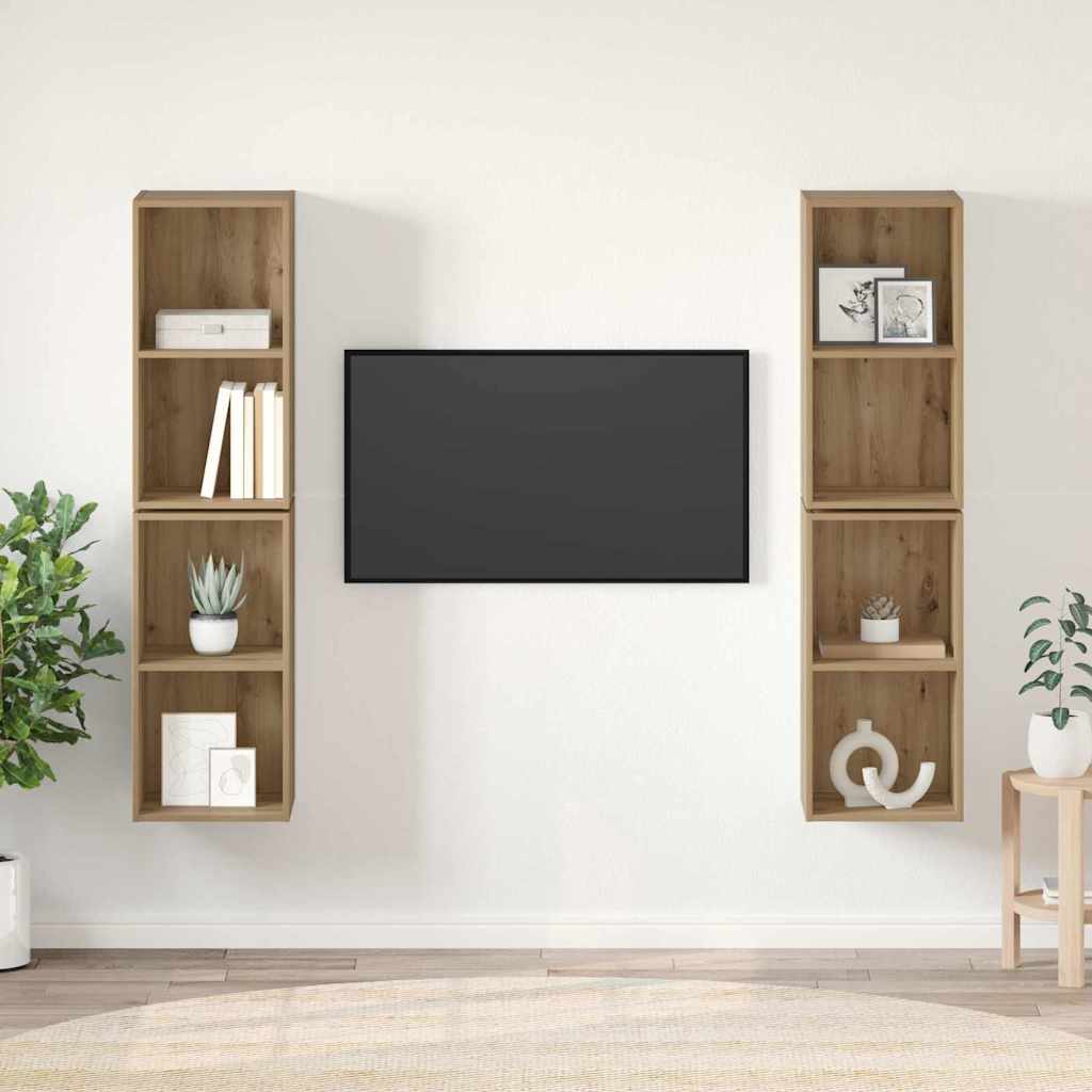 Mobile TV da Parete 4 pcs Quercia Artigianale 37 x 37 x 72 cm