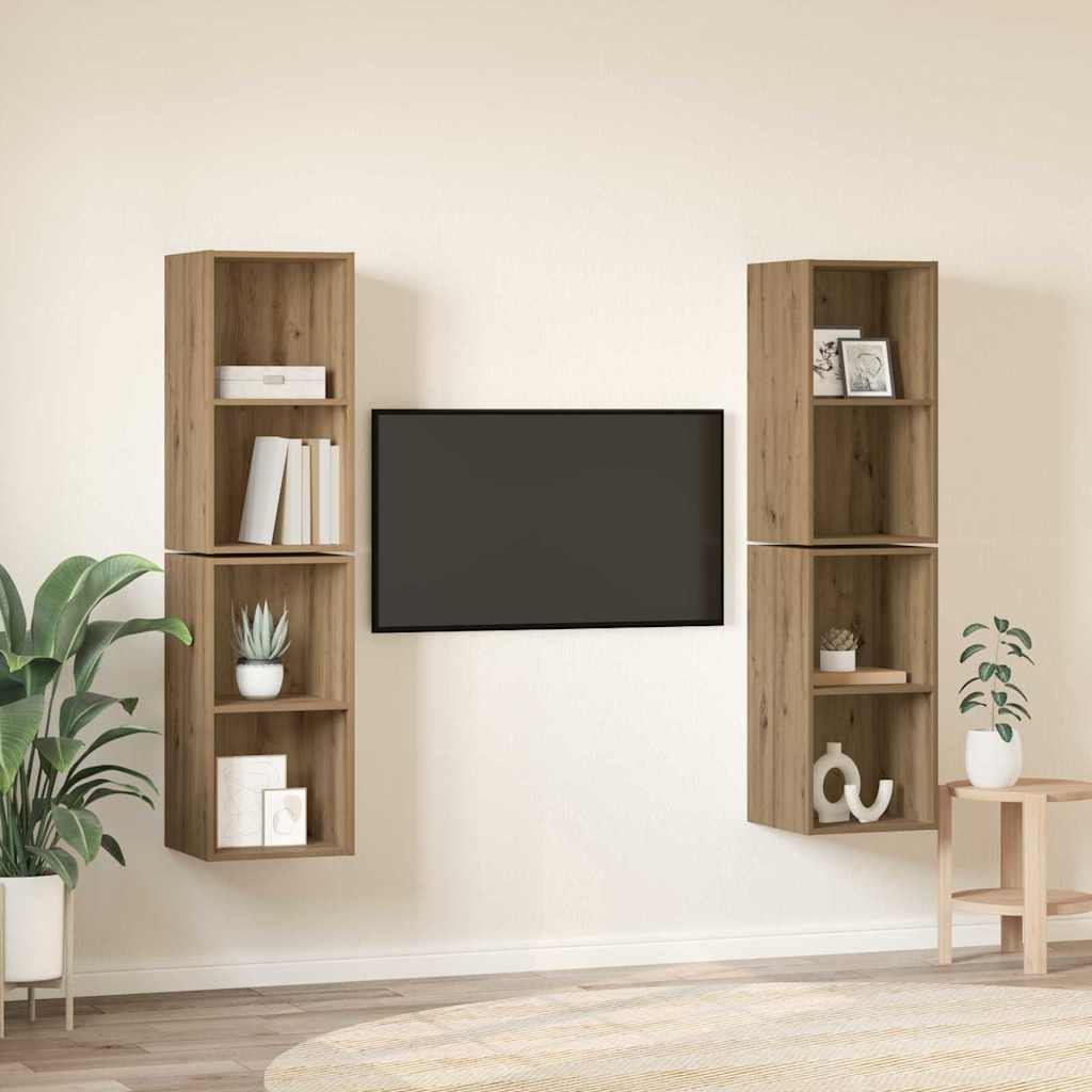 Mobile TV da Parete 4 pcs Quercia Artigianale 37 x 37 x 72 cm