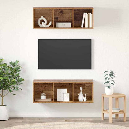 Mobiletti TV a parete 2 pcs Legno vecchio 37 x 37 x 107 cm