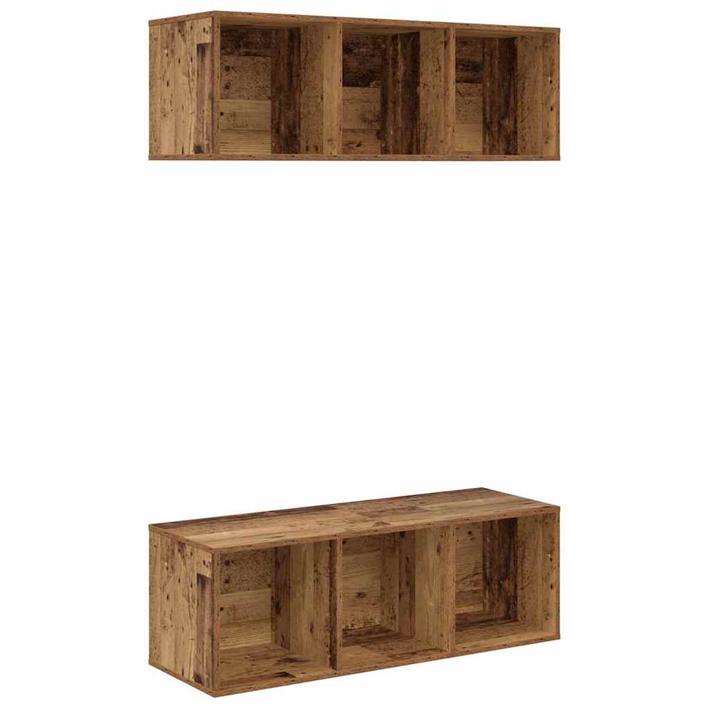 Mobiletti TV a parete 2 pcs Legno vecchio 37 x 37 x 107 cm