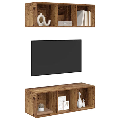 Mobiletti TV a parete 2 pcs Legno vecchio 37 x 37 x 107 cm