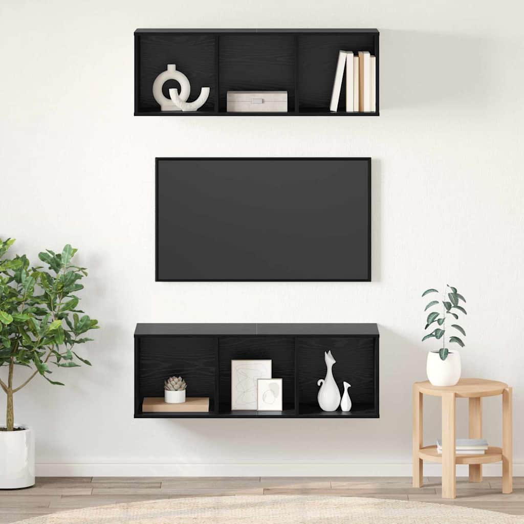 Mobiletti TV a parete 2 pcs Rovere nero 37 x 37 x 107 cm