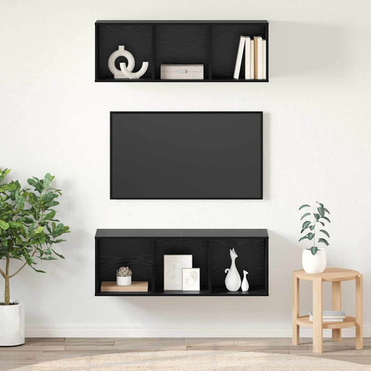 Mobiletti TV a parete 2 pcs Rovere nero 37 x 37 x 107 cm