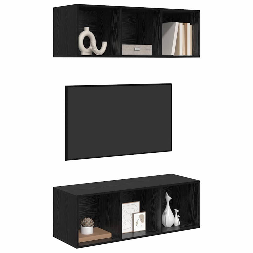 Mobiletti TV a parete 2 pcs Rovere nero 37 x 37 x 107 cm