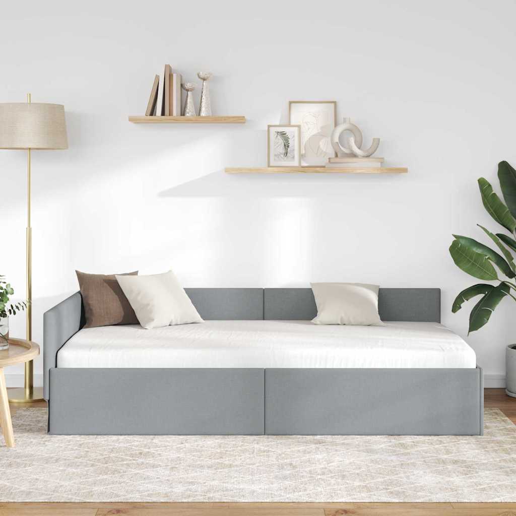 Cornice del letto ad angolo Grigio chiaro 80 x 200 cm - homemem39