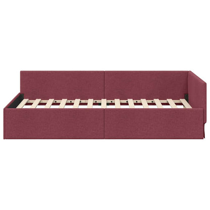 Cornice del letto ad angolo Rosso Vino 80 cm x 200 cm Velluto