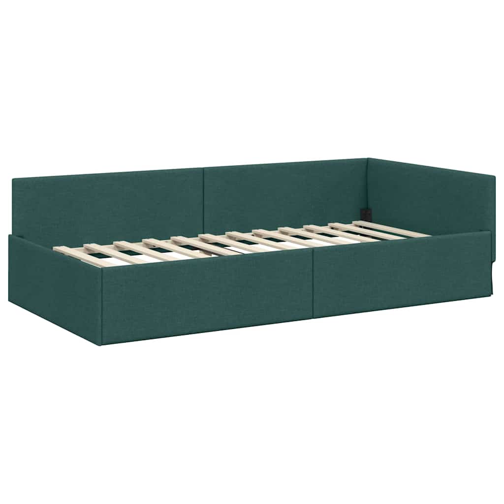 Cornice del letto ad angolo Verde scuro 80 x 200 cm - homemem39