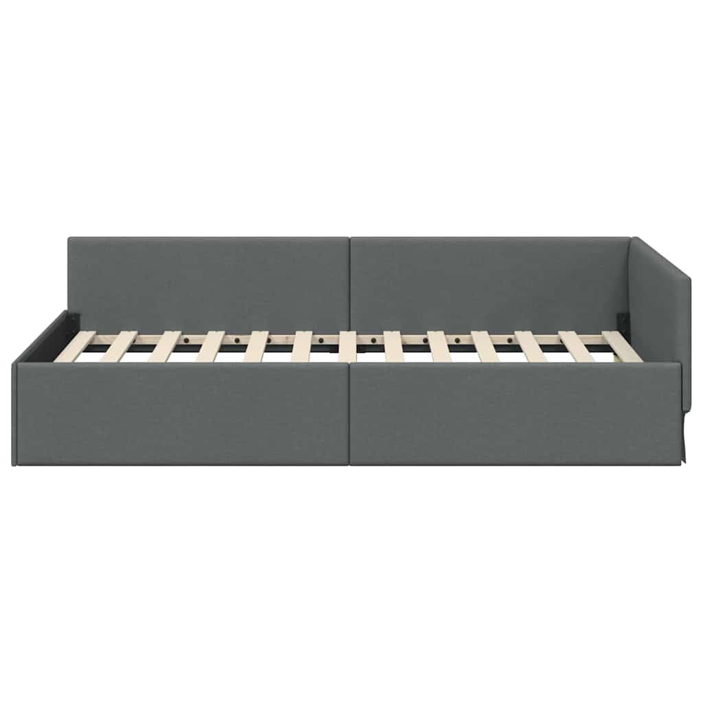 Cornice del letto ad angolo Grigio scuro 90 cm x 190 cm Velluto