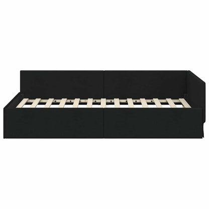 Cornice del letto ad angolo con testiera Nero 90 x 190 cm - homemem39
