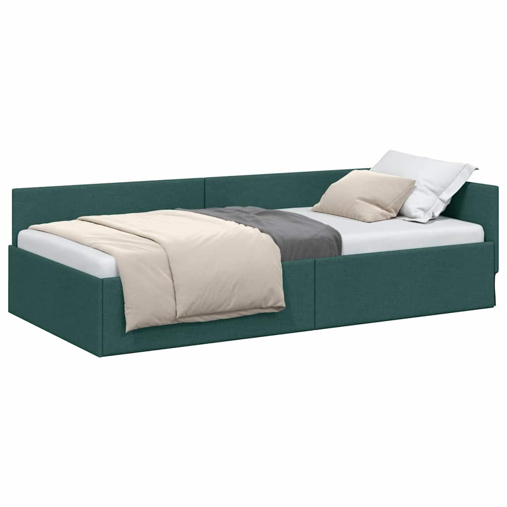 Cornice del letto ad angolo Verde scuro 90 x 190 cm - homemem39