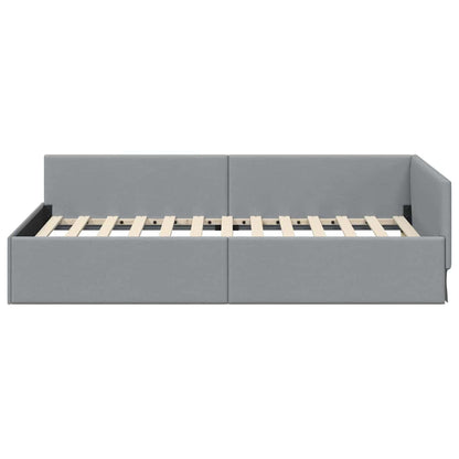 Cornice del letto ad angolo Grigio chiaro 90 x 200 cm - homemem39