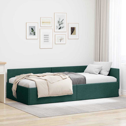 Cornice del letto ad angolo Verde Scuro 90 cm x 200 cm Velluto